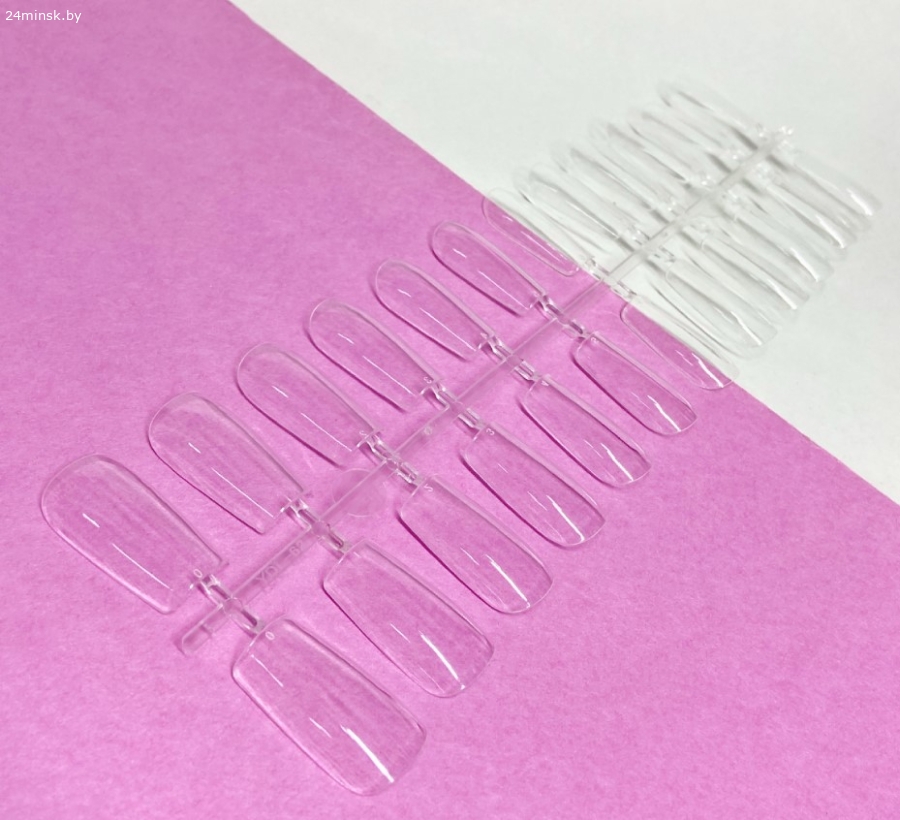 Типсы гелевые прозрачные MIXED Квадрат, 1 пластина - 24 шт